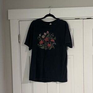 Wildflowers Black Crewneck Tee with Subtle Logo Tag